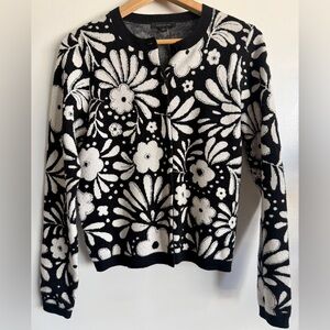 Floral Black and White Women's Sweater